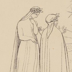 Souls radiant with joy and splendor advance towards Dante and Beatrice (Canto V. Plate 5)