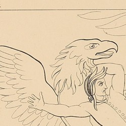El Dante cree en su sueño ser arrebatado por un águila a la esfera del fuego (Canto IX. Lámina 12)