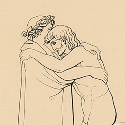 Sordello and Virgilio throw themselves into each other's arms (Canto VI. Plate 9)