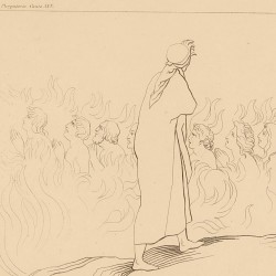 El Dante ve almas que caminan a través de las llamas (Canto XXV. Lámina 29)