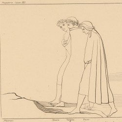 Dante and Virgil find Statius who was ascending to Paradise (Canto XXI. Plate 25)