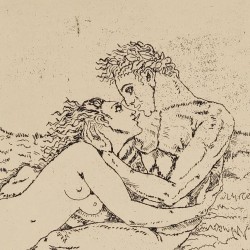 Naked couple kissing
