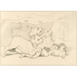 Cerberus takes the shadows entrusted to his custody and tears them apart (Chapter VI. Plate 7)
