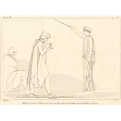 Minerva touches Ulysses with a rod that restores his primitive forms (Book XVI. Plate 25)