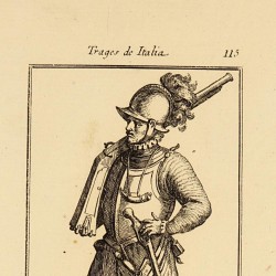 Traje de soldado a pie del siglo XVI en tiempo de guerra