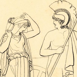 Pausanias en Laconia. Ulises al partir para Itaca da a elegir a su esposa o que vaya con él o se quede con su padre (Lámina 34