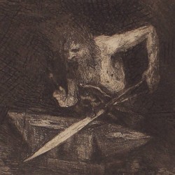 Siegfried. Mime forging the sword