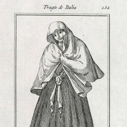Traje de dama cortesana mediados del siglo XVI, en Roma