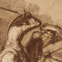 Don Quixote fighting with the Biscaynan (3rd plate)