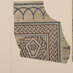 Plant, set and details of the mosaic from Galatea discovered in 1861 (Elche)