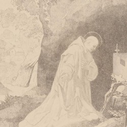 Saint Bruno praying in the Chartres desert . Picture Nº 3