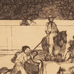 El esforzado Rendón picando un toro, de cuya suerte murió en la plaza de Madrid (Tauromaquia Nº28)