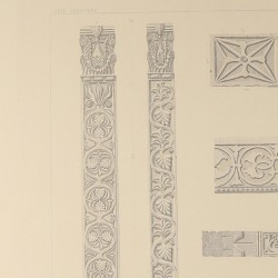 Architectural members and decorative fragments of the metropolitan atrium (Mérida) (Capitals details and pilasters)