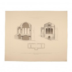 Ground plan, section and eastern façade