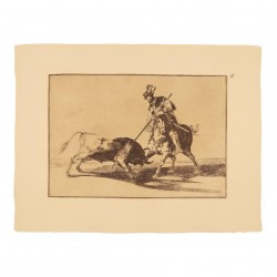 El Cid Campeador spearing another bull (Tauromaquia Plate 11)