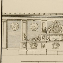 Plan and elevation of the fountain called the Emperor's Pillar on the wall that defends the main gate of the fortress