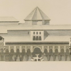 Profile of the arab palace that shows the Court of the Lions