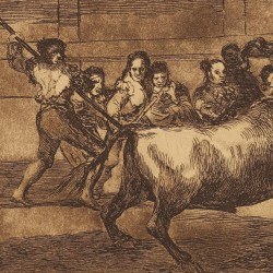 Gentleman knocked down by a bull (Tauromaquia Plate B) (Tauromaquia Plate B)
