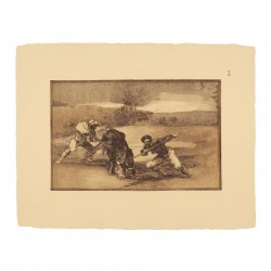 Another way of hunting on foot (Tauromaquia Plate 2)