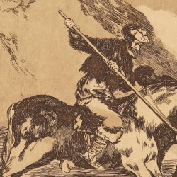 The way in which the ancient Spaniards hunted bulls on horseback in the open country (Tauromaquia Plate 1)