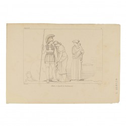 Hector says goodbye to Andrómaca (Book VI. Plate 14)